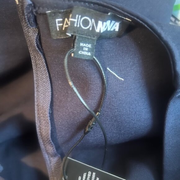 Fashion Nova Bills Paid Black V-neck bodycon Midi dress, size L - Picture 4 of 6